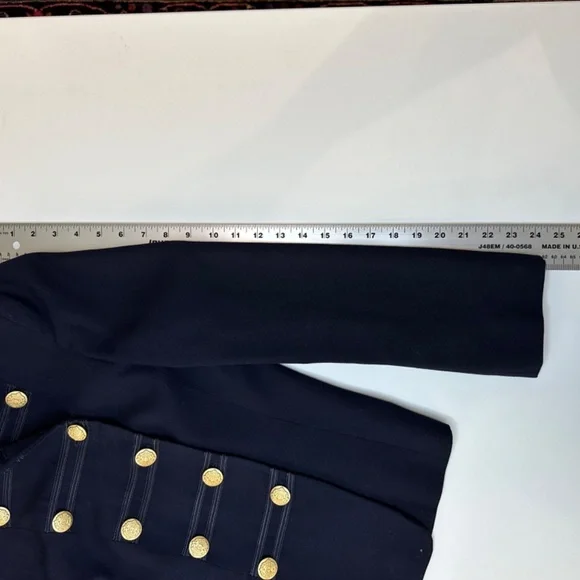 Jones New York Navy Wool double breasted military inspired blazer.  SZ 10 EUC! - Picture 11 of 13